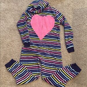 SO Striped Pajama Onesie with Pink Heart